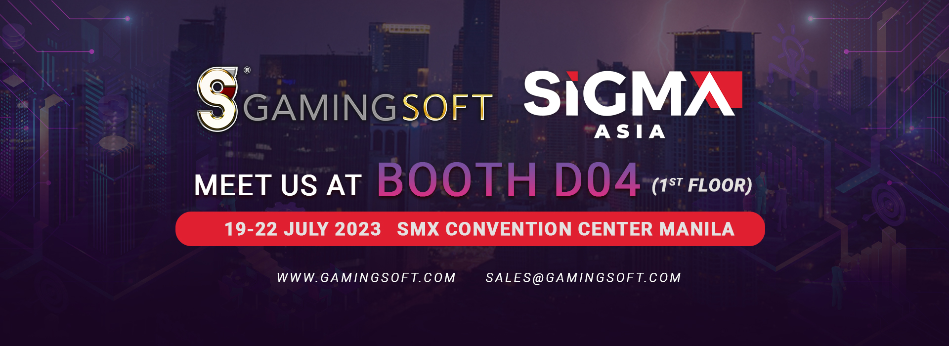 Sigma Asia  Meet us at booth D04 SMX Convention Center Manila Web Banner - GamingSoft